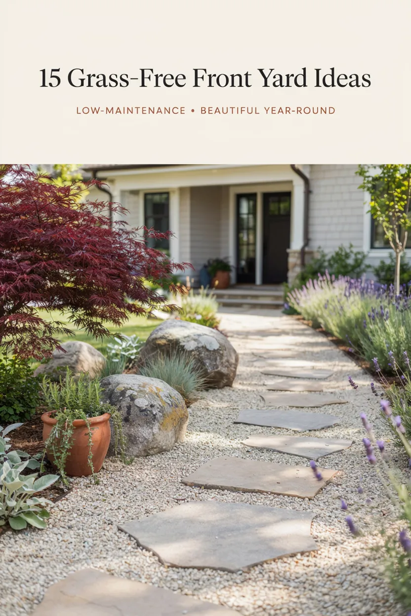 15 Grass-Free Front Yard Ideas
